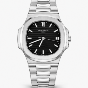 Black Nautilus-Style Steel Watch - Image 1