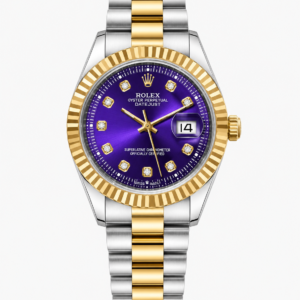 Purple Diamond Dial Two-Tone Watch - Image 1