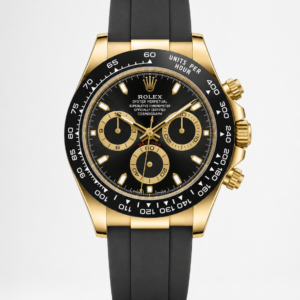 Gold Chronograph Black Rubber Strap Watch - Image 1